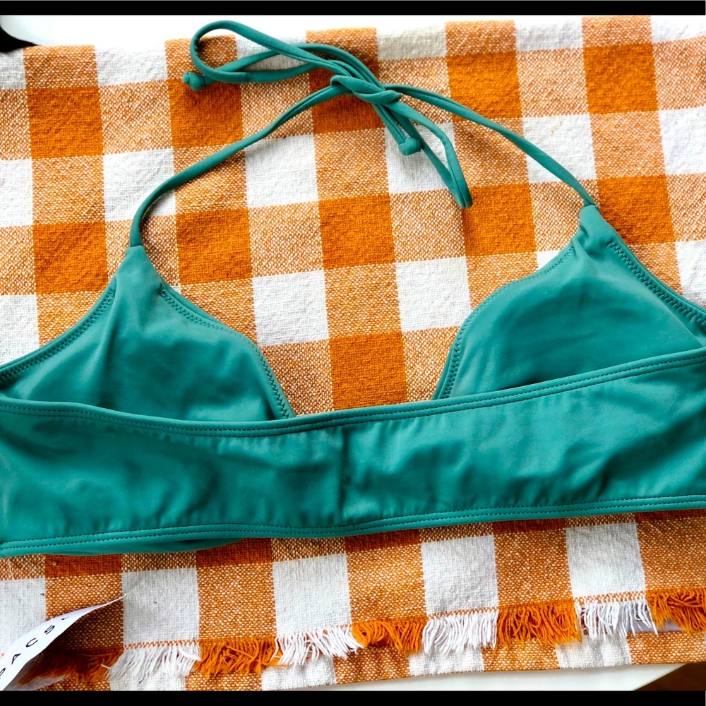 NWT L.A. Hearts PacSun Bikini Halter Top Knotted Twist Front Teal / Turquoise M - Picture 5 of 9